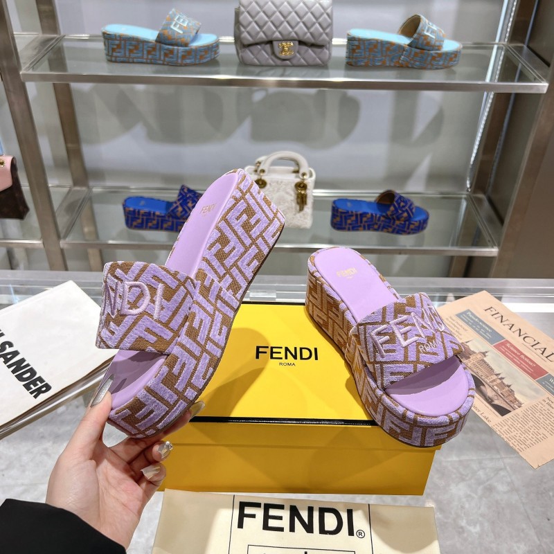 2025 Fendi Pink Canvas Slippers KFY00240
