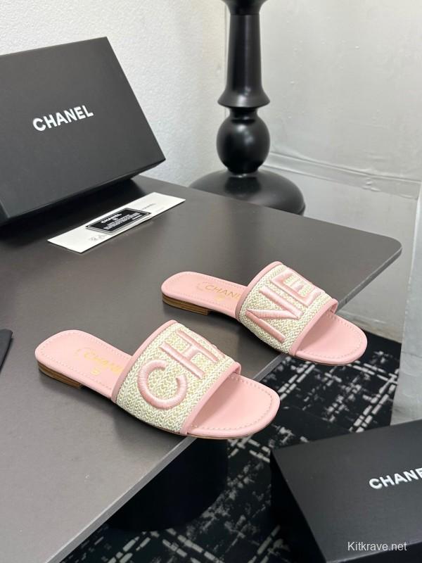 2025 Slippers CHANEL Pink Tweed Slippers