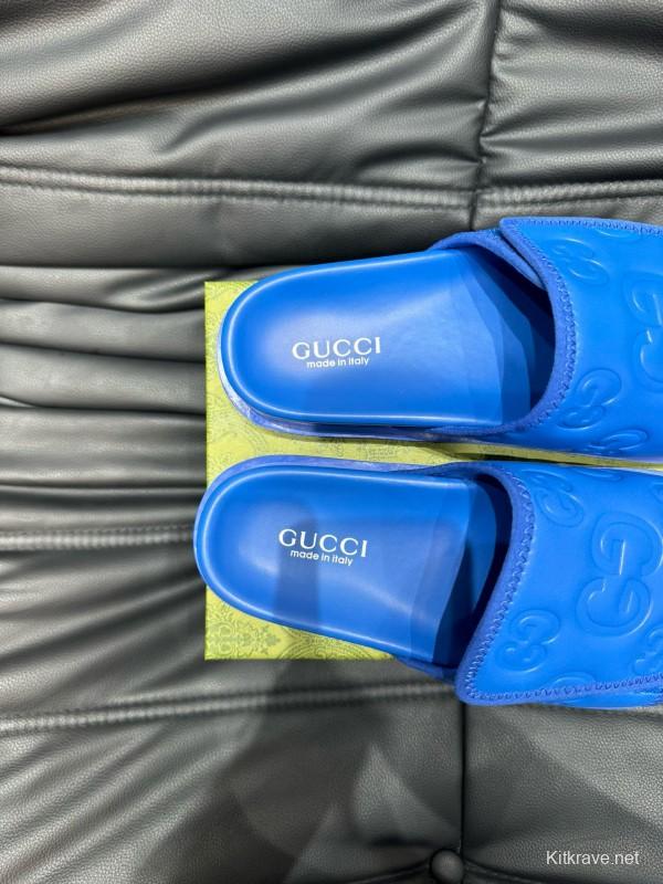 2024 Slippers Gucci Blue Leather Slippers MJ00200
