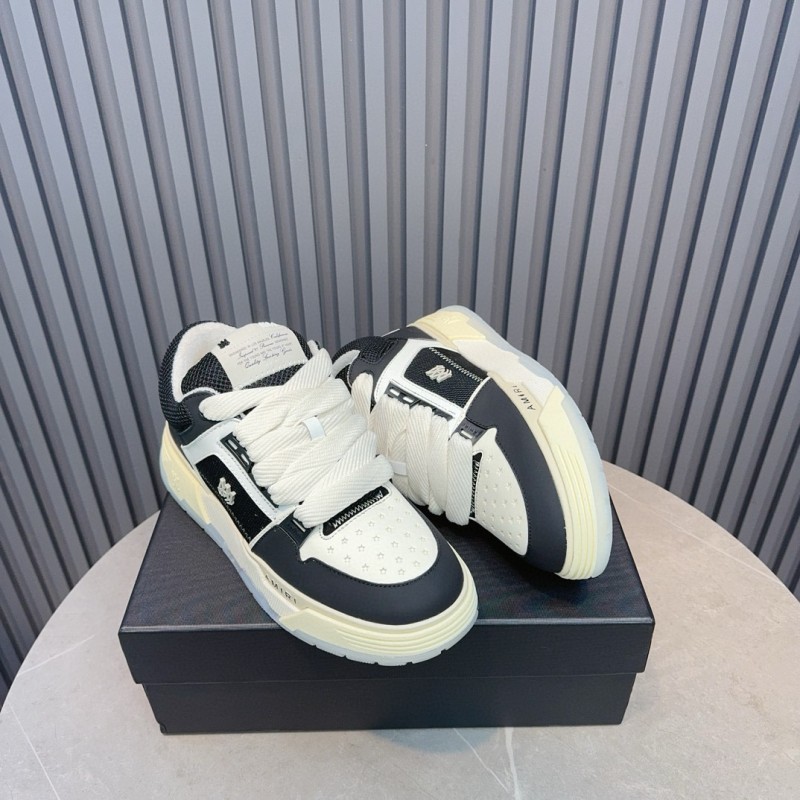 2024 Unisex Amiri Black White Leather Sneakers MJ00360