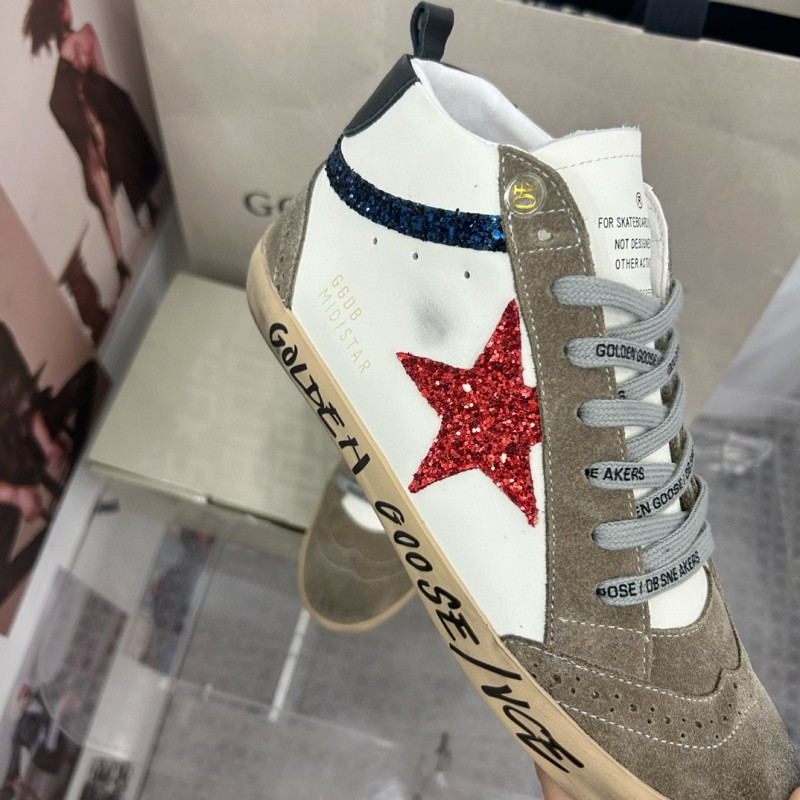 2024 Unisex GGDB White Red Glitter Suede Leather Sneakers MJ00300