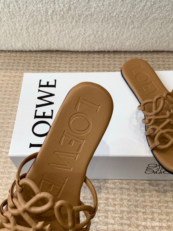 2025 Loewe Brown Leather Slippers KFY00250