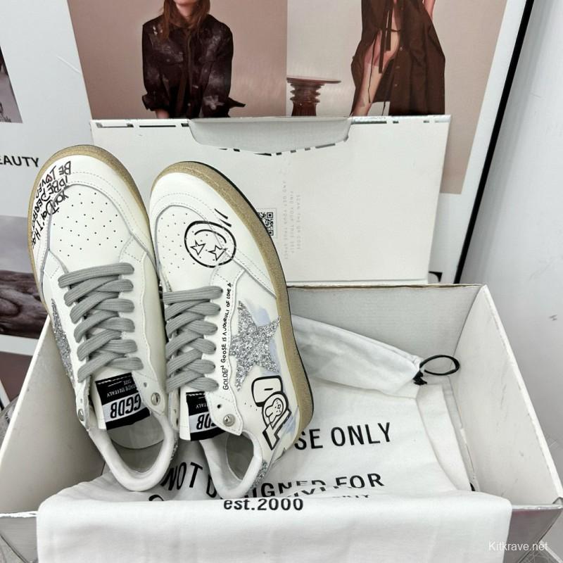 2024 Unisex GGDB White Black Glitter Leather Low-top Sneakers MJ00260