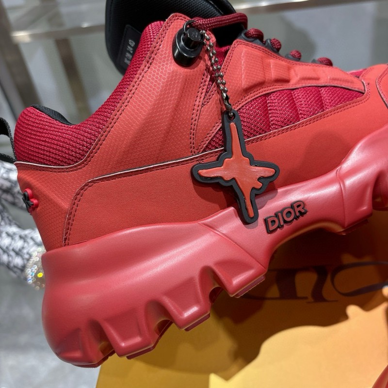 2024 Unisex Dior Red Fabric Leather Sneakers MJ00380