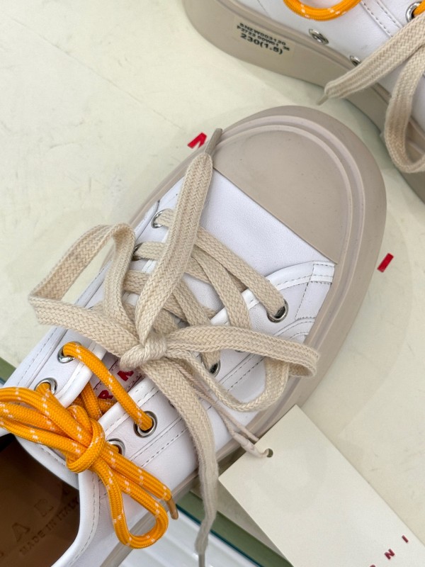 2025 Women Marni White Leather Chunky Sole Casual Sneakers LY00360(F)