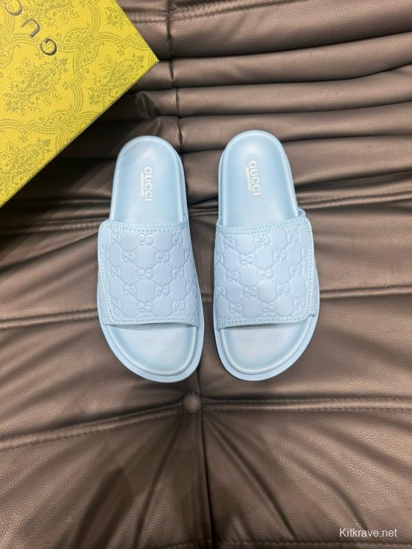 2024 Slippers Gucci Light Blue Synthetic Leather Slippers MJ00200