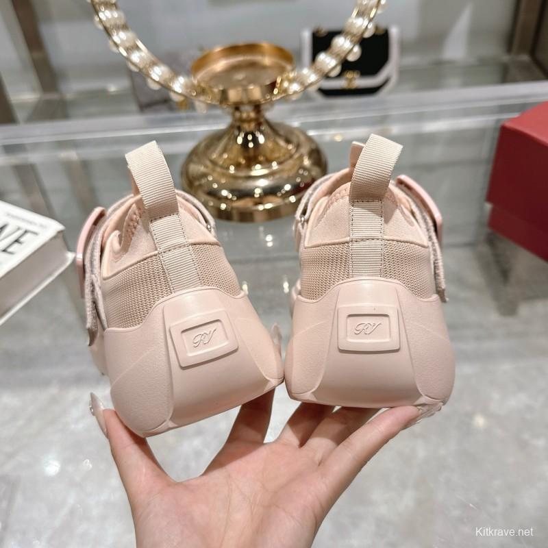 2025 Women RV Pink Knit Suede Sneakers LY00400