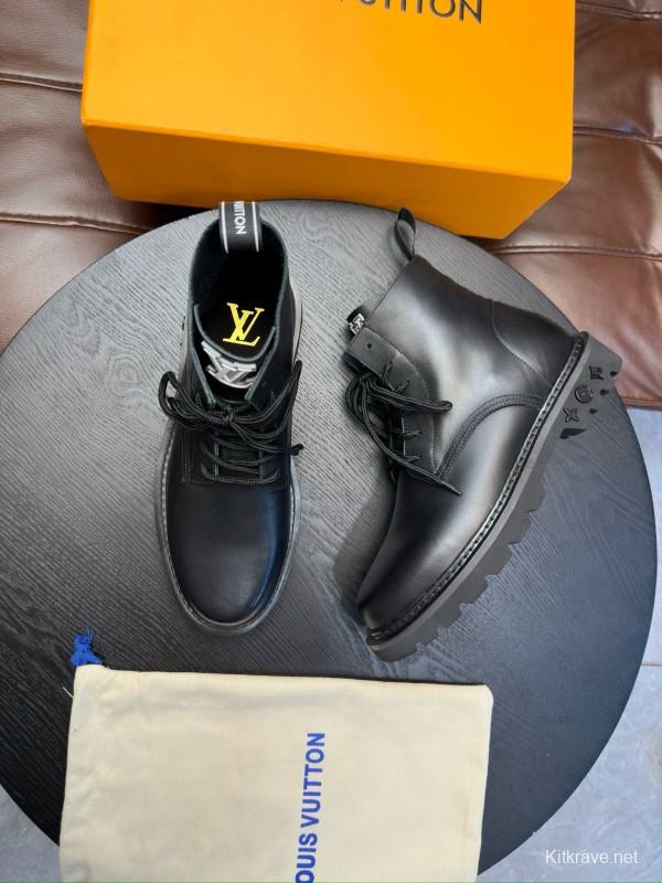 2024 Men Louis Vuitton Black Calf Leather Casual High Top MJ00440