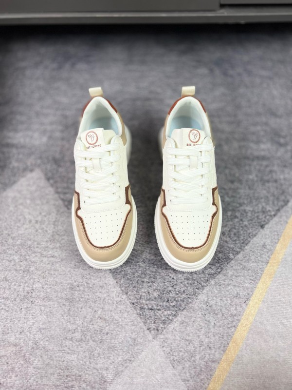 2024 Women Burberry White Beige Leather Sneakers MJ00251