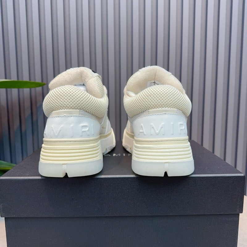2024 Unisex Amiri White Mesh Leather Sneakers MJ00360