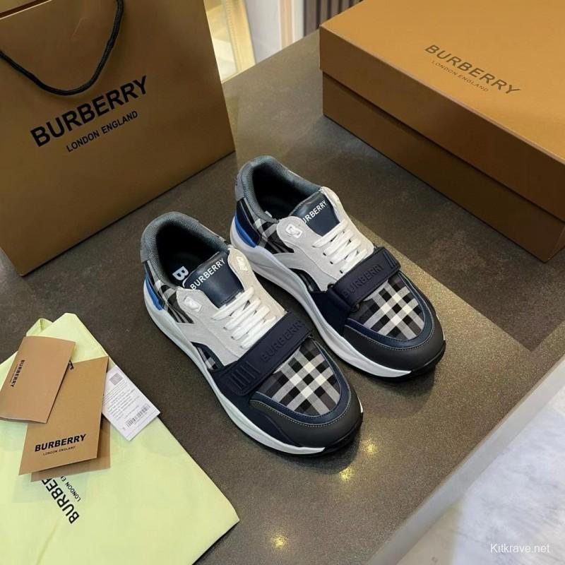 2025 Unisex Burberry Black White Beige Suede Leather Cotton Sneakers Vintage Check MJ00360