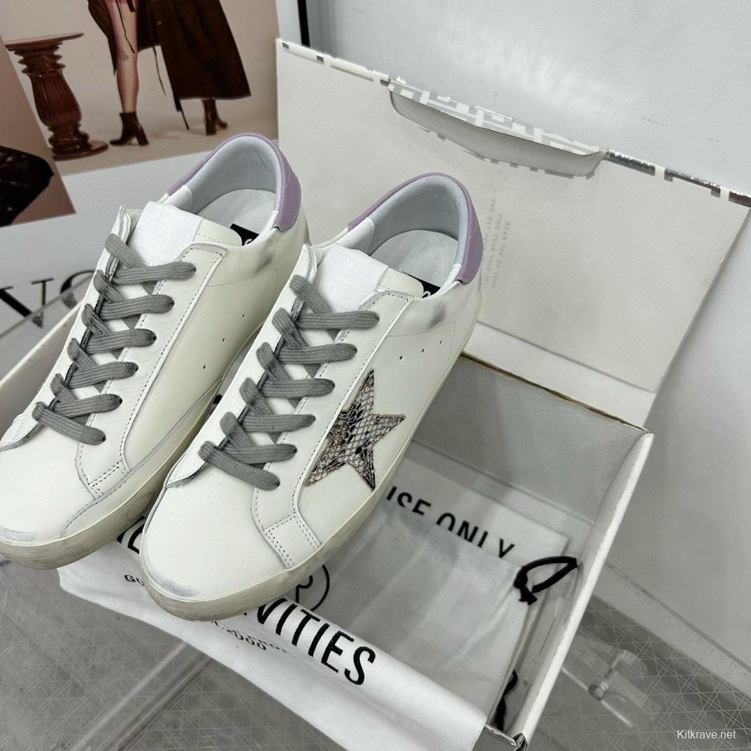 2025 Women GGDB White Grey Leather Sneakers
