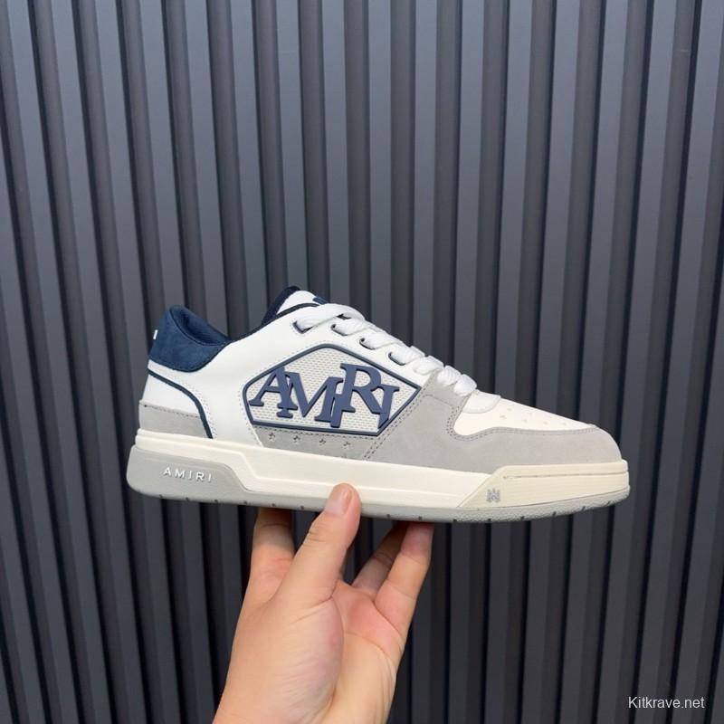 2025 Unisex Amiri White Grey Blue Leather Suede Sneakers MJ00360