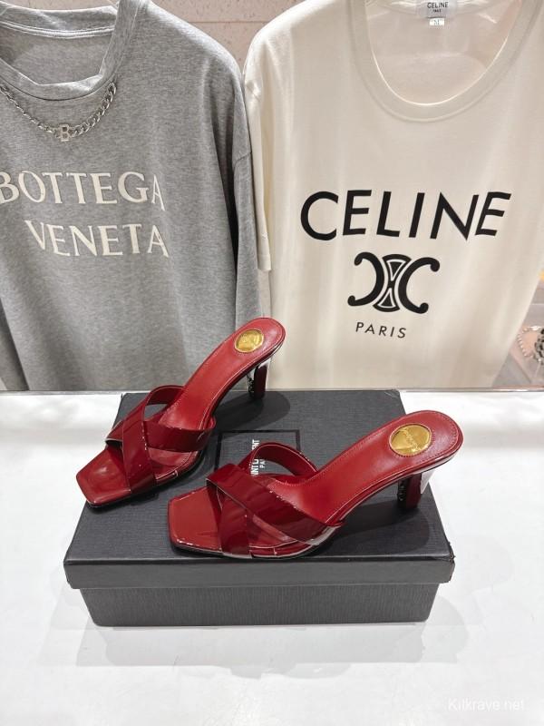 2025/Women Yves Saint Laurent Red Patent Leather Elegant High Heel Sandals LY00360(F)