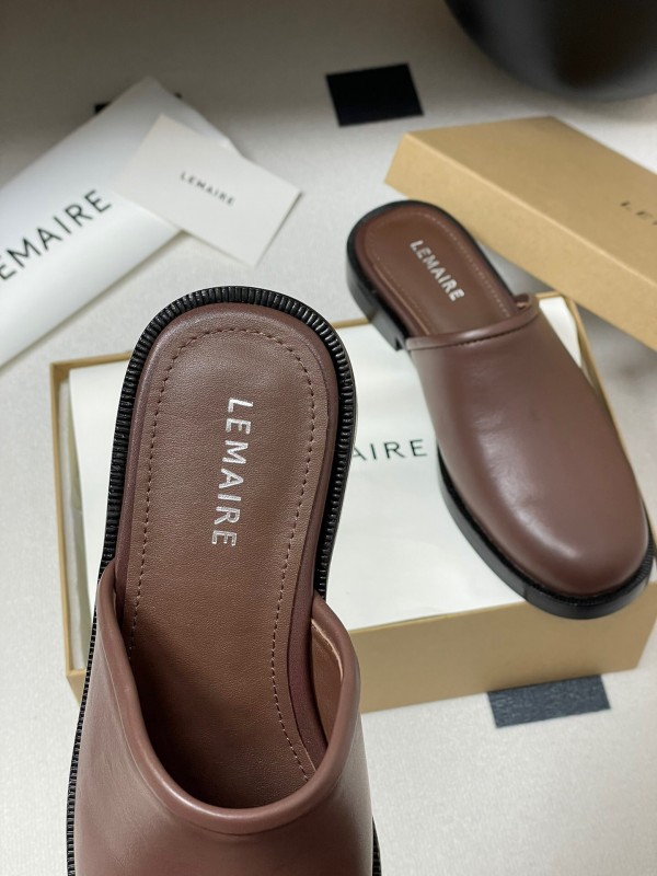 2025 Slippers Lemaire Brown Leather Slippers KFY00310