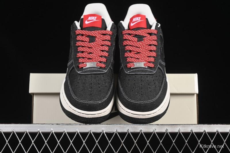 Nike Air Force 1'07 Low Stussy Collaboration Dark Grey Woven Casual Sneakers - LW9279-002