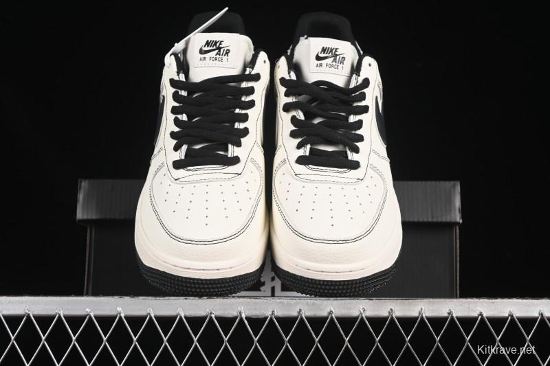 Nike Balenciaga Air Force 1'07 Low Collaboration Triple Swoosh Beige Black Casual Shoes - FR0538-090