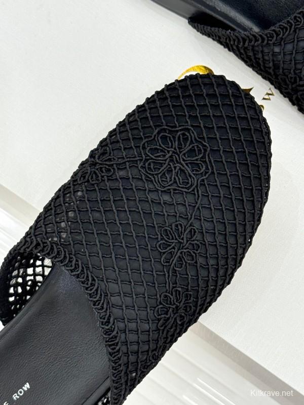 2025 Slippers Unisex The Row Black Mesh LY00360