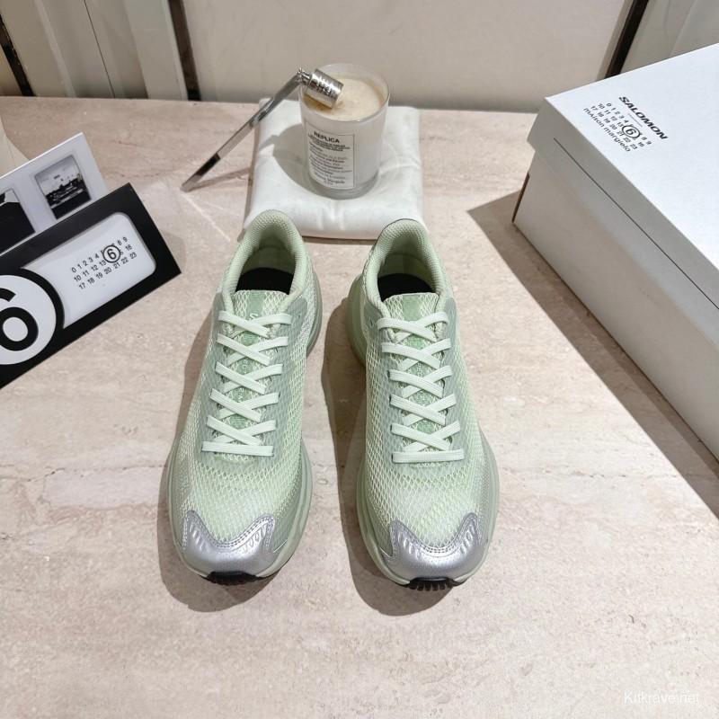 2025 Women MM6 Light Green Silver Mesh Sneakers