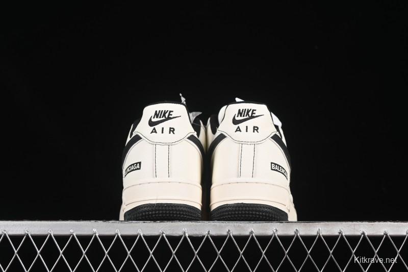 Nike Balenciaga Air Force 1'07 Low Collaboration Triple Swoosh Beige Black Casual Shoes - FR0538-090