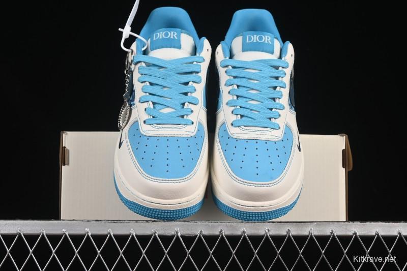 Nike Air Force 1 '07 Low Dior Collaboration Stone Blue Low-Top Casual Sneakers - KK1988-088