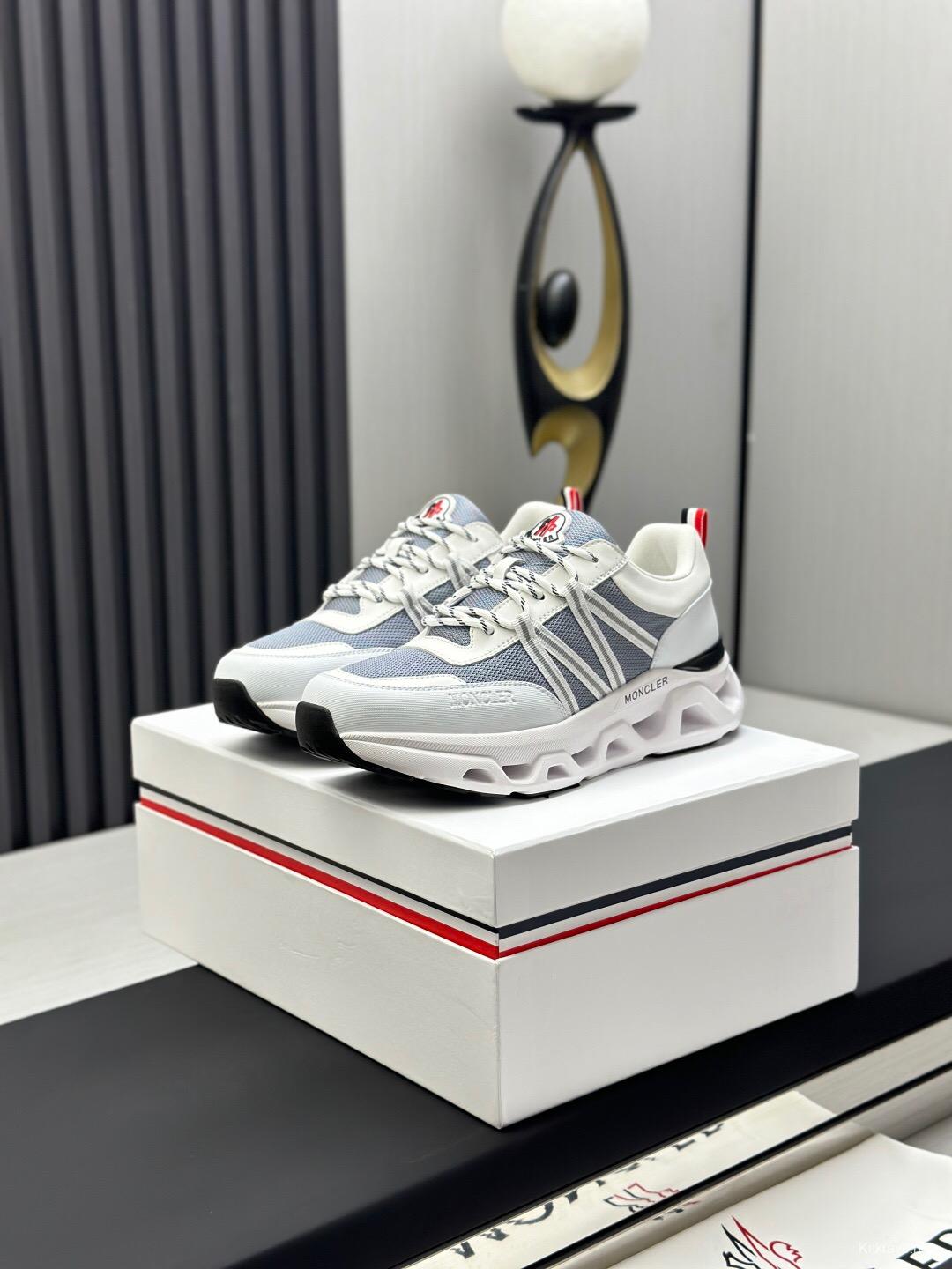 2025 Unisex Moncler White Grey Black Nylon GORE-TEX Trailgrip GTX Outdoor Sneakers KFY00390