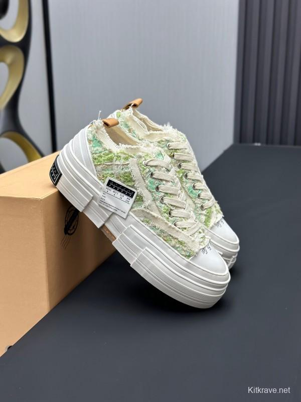 2025 Unisex XVESSEL White Green Canvas Plimsolls Vulcanized AS00260