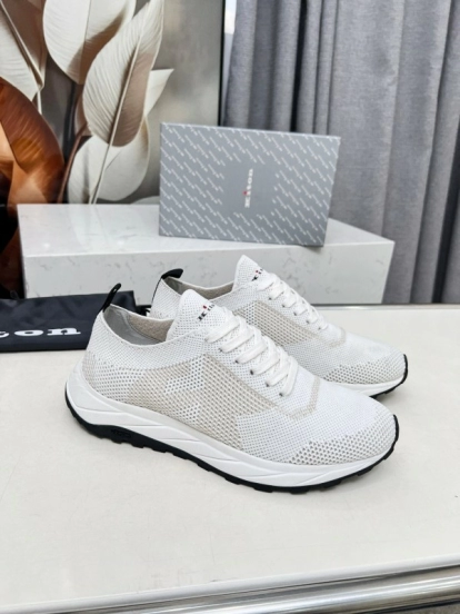 2025 Men Kiton White Beige Knit Sneakers Original MD Rubber Sole AS00320