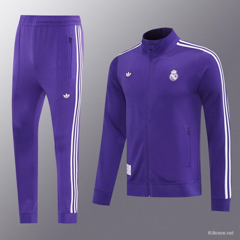 25/26 Real Madrid Purple Full Zipper Jacket +Long Pants