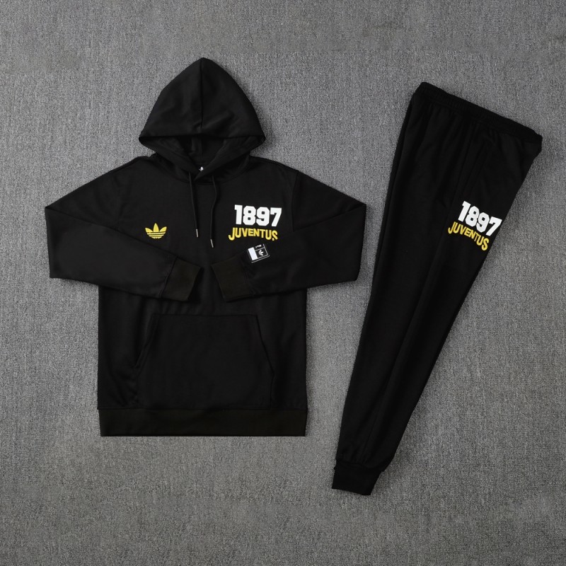 25/26 Juventus Black Hoodie Full Zipper Jacket + Long Pants