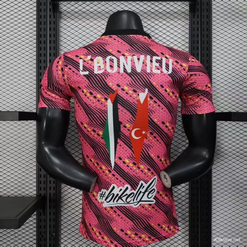 Player Version 25/26 Palestine Pink with Geometric Wave Pattern Jersey