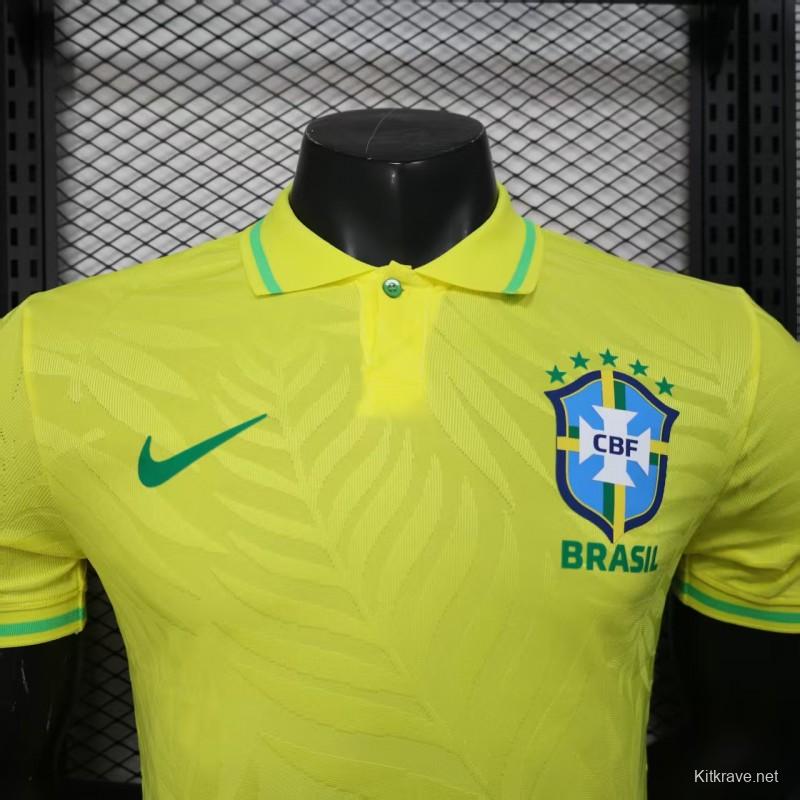 Player Version 2025 Brazil Home Yellow Classic Jersey