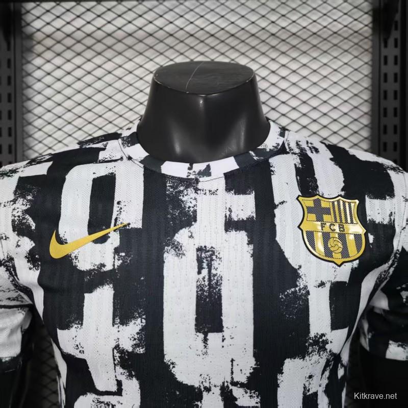 Player Version 25/26 Barcelona Black with Distressed Stripes Jersey