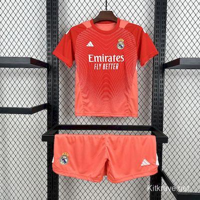 2025/26 Kids Real Madrid Orange Color Goalkeeper Red Jersey