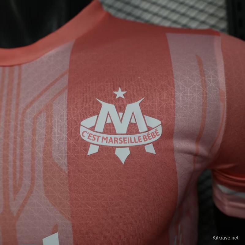 Player Version 25/26 Olympique de Marseille Pink with Geometric Pattern Jersey