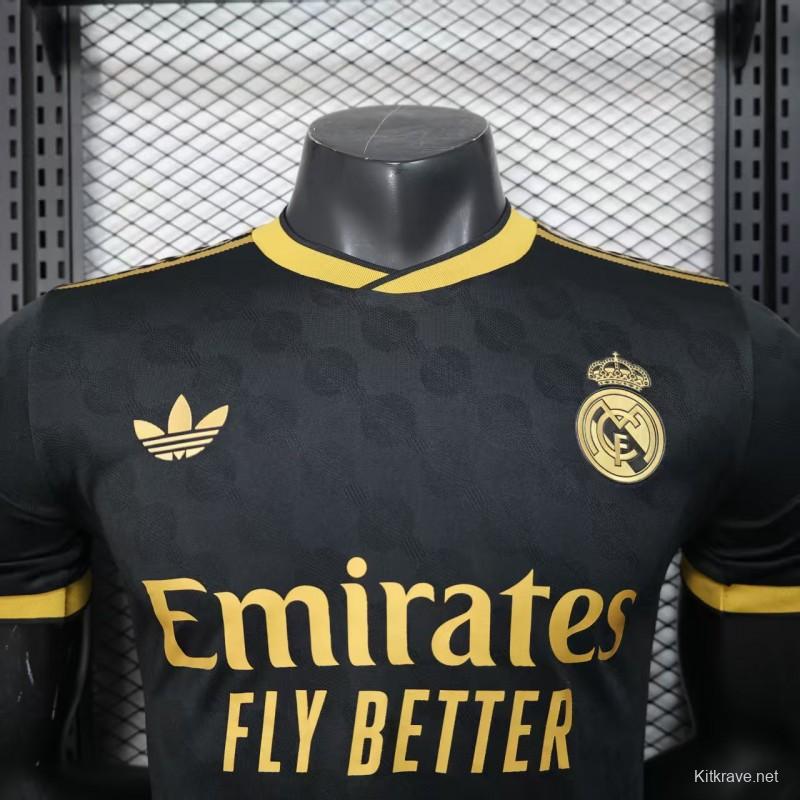Player Version 25/26 Real Madrid Black with Gold Trim Jersey