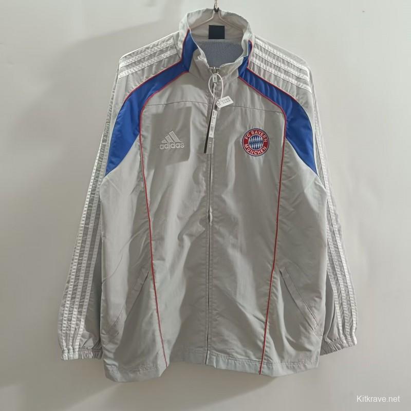 25/26 Adidas FC Bayern Munich Vintage Track Jacket - Silver/Blue Classic Edition Windbreaker