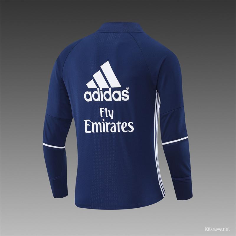 Retro 16/17 Real Madrid Royal Blue Half Zipper Jacket+Long Pants