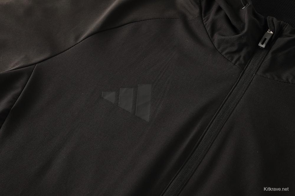 25/26 Adidas Black Hoodie Full Zipper Jacket + Long Pants