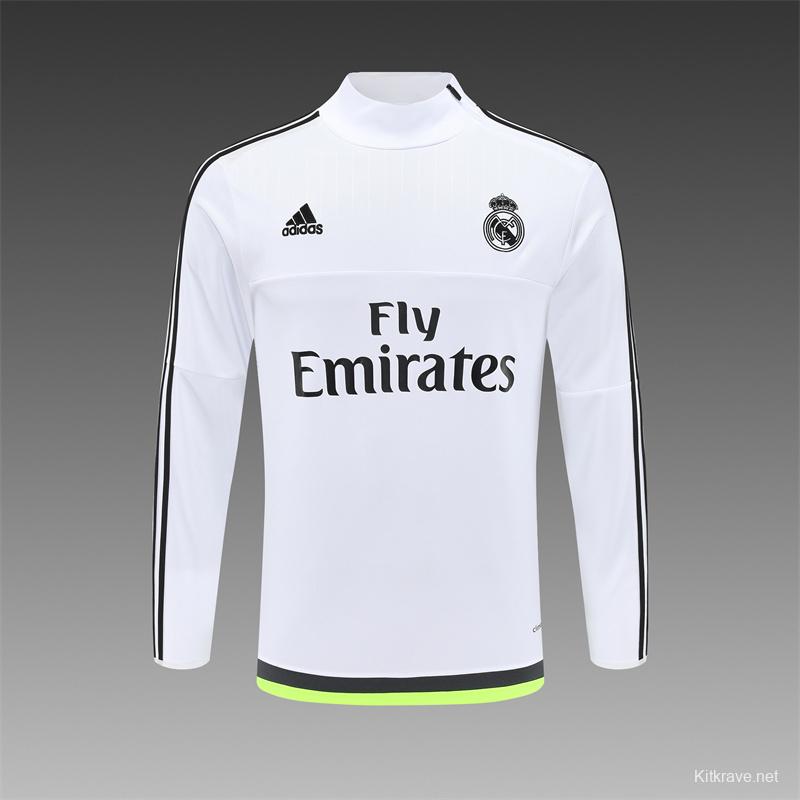 Retro 15/16 Real Madrid White Half Zipper Jacket