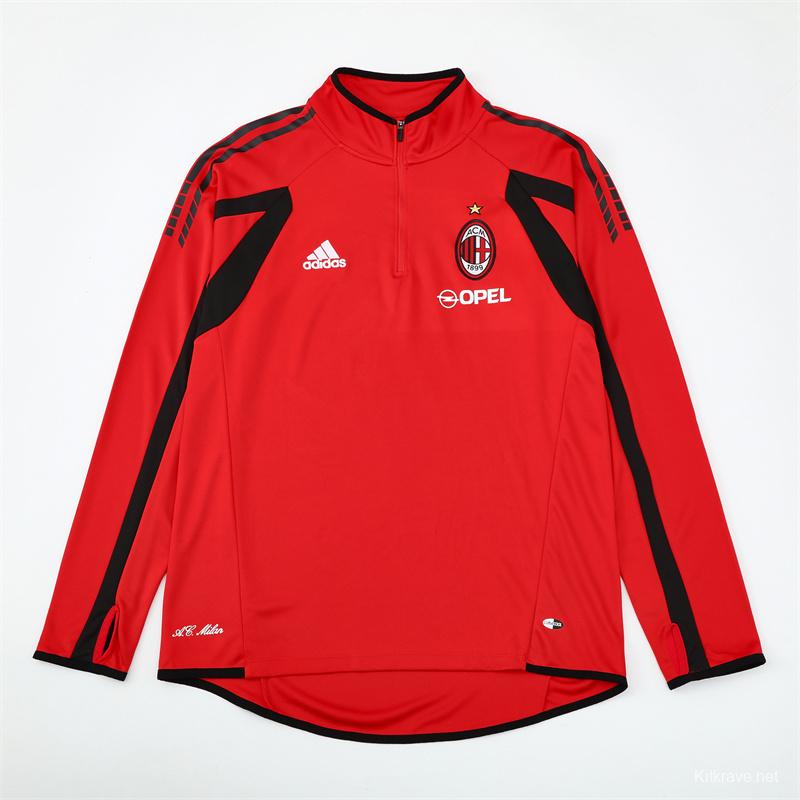 Retro 05/06 AC Milan Red Half Zipper Jacket+Long Pants