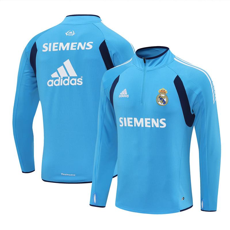 Retro 05/06 Real Madrid Light Blue Half Zipper Jacket+Long Pants