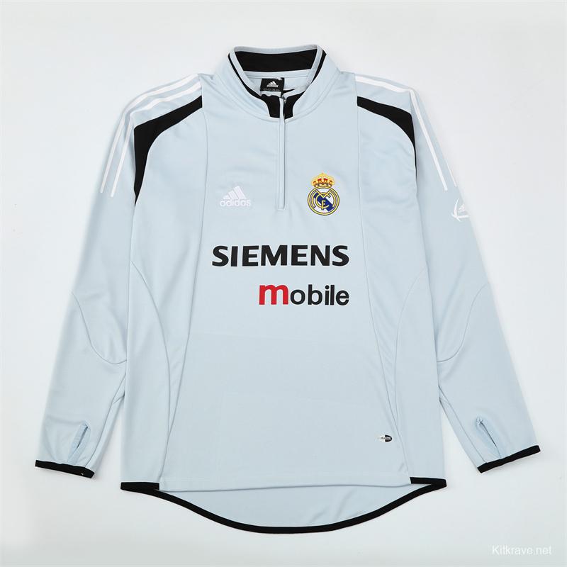 Retro 04/05 Real Madrid Light Grey Half Zipper Jacket