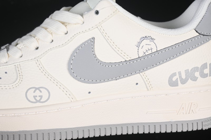 Nike Air Force 1 '07 Low Gucci Collaboration Ghost Face Beige Gray Casual Sneakers - QW5836-024
