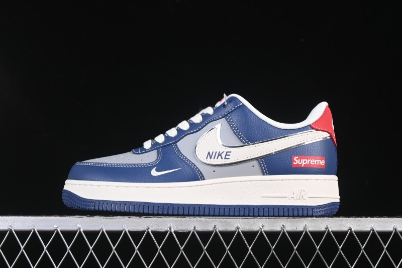 Nike Air Force 1 '07 Low Supreme Collaboration White Blue Gray Red Casual Sneakers - XD2588-602