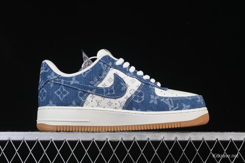 Nike Air Force 1 '07 Low LV Collaboration White Navy Blue Casual Sneakers - YF9511-813