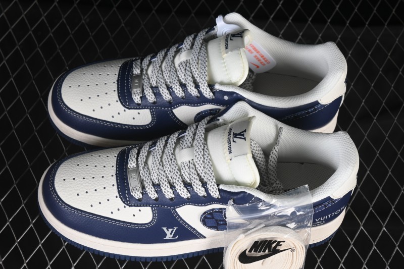 Nike Air Force 1 '07 Low LV Collaboration Navy Blue Cashew Flower Casual Sneakers - JP8028-009