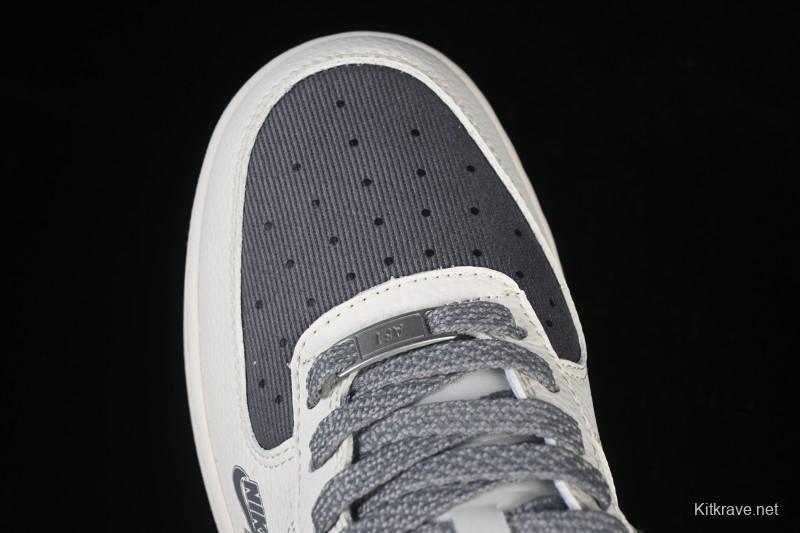 Nike Air Force 1'07 Low Stussy Collaboration Light Gray Canvas Casual Sneakers - JP8028-011