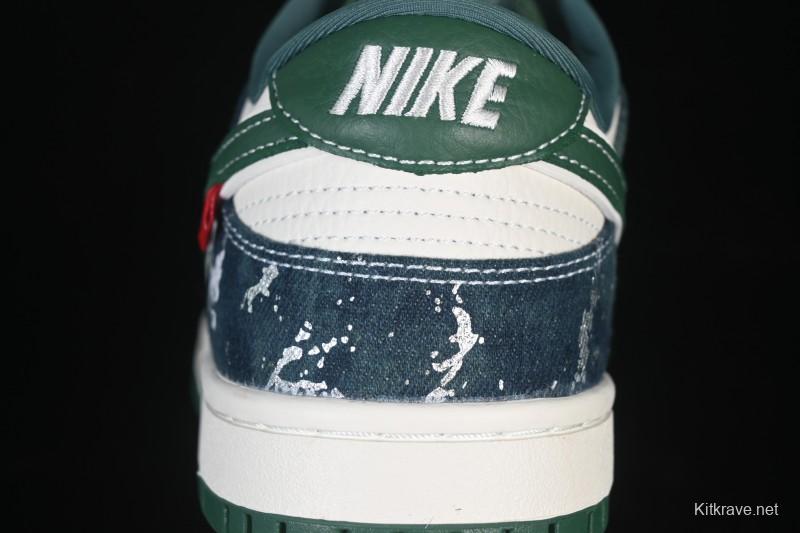 Nike SB Dunk Low BAPE Collaboration White Army Green Anniversary High-End Custom Low-Top Casual Skate Shoes - SC0601-465