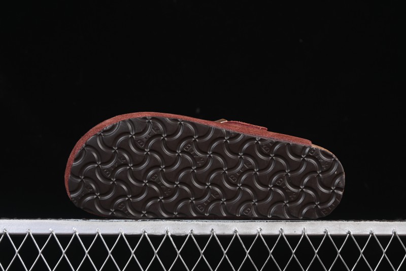 Birkenstock Sandals Series with Soft Leather Upper and Cork Rubber Midsole - Red Wine